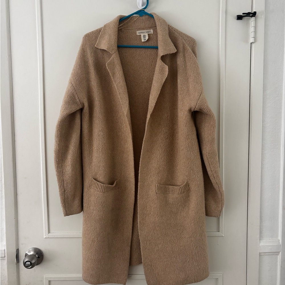 Tan Open Front Cardigan